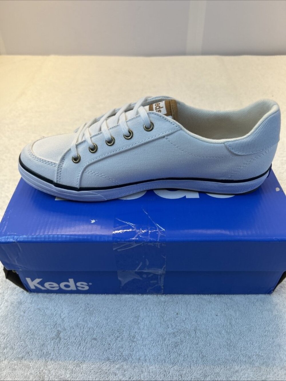 KEDS Center III Canvas Slip On Sneakers Shoes White / Navy Women’s Size 7.5 New